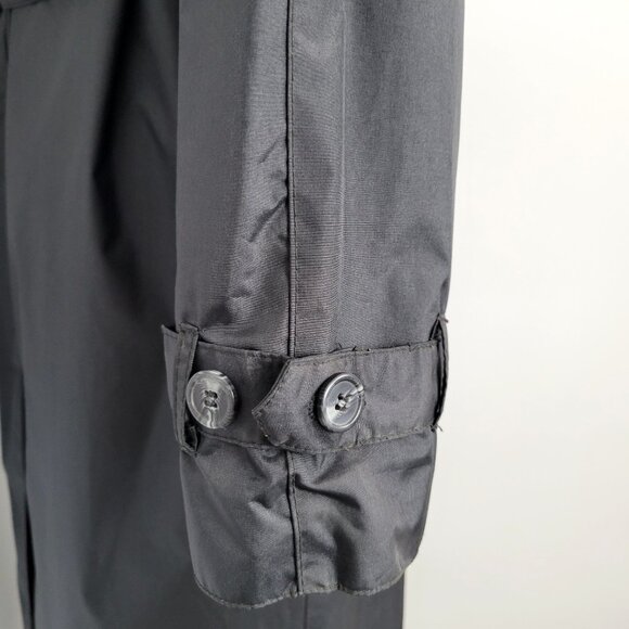 Vintage Y2K Maggie Lawrence Trench Coat Size 6 – Classic Black Belted Rain Coat - Picture 8 of 12